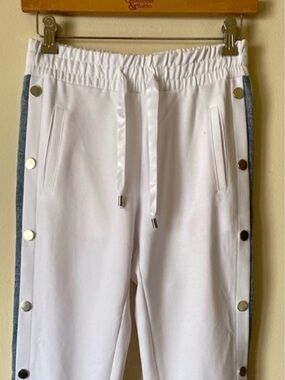 Philipp Plein Couture White Denim Blue Side Panel Track Joggers
